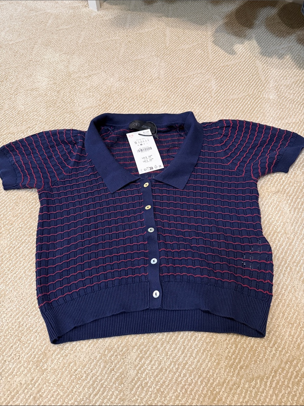 Navy & Pink Striped Knit Too